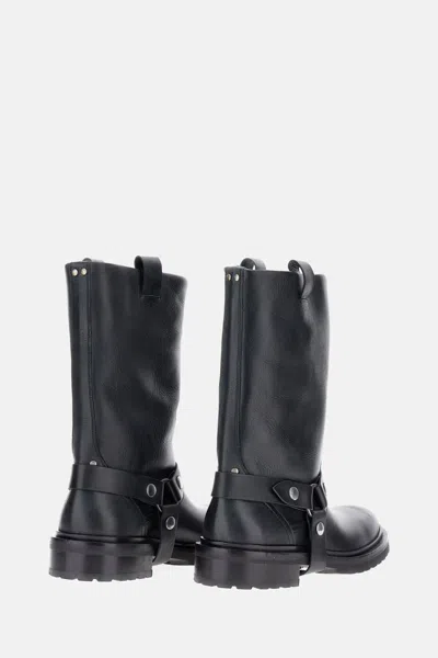 Golden Goose Kurt Boots In Black Leather With Buckle In Black