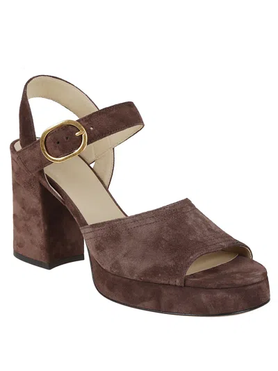 Valentino Fawcette Crust Leather Sandal Platform Heel In Brown