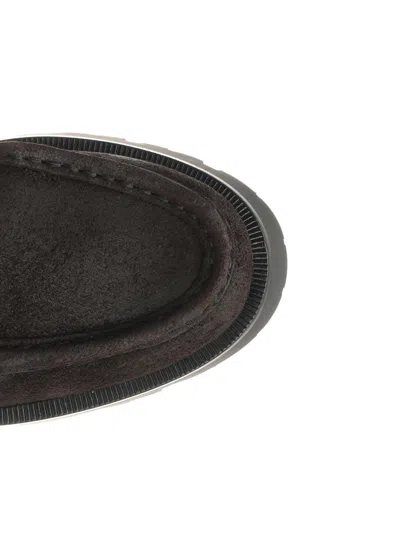 Alexander Wang Brown Waxed Suede Carson Boat Loafers In Brown