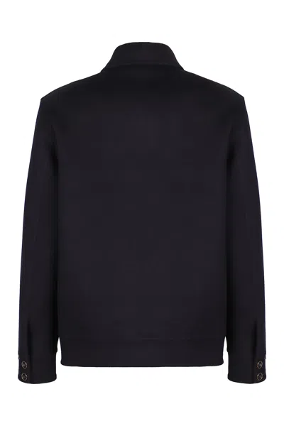 Valentino Knitted Bomber Jacket In Blue