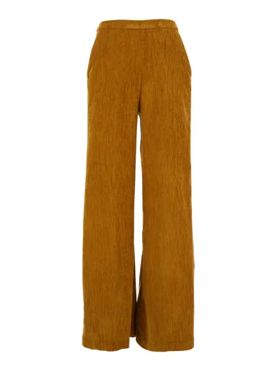 Forte Forte Double Velvet High Waist Pants In Brown