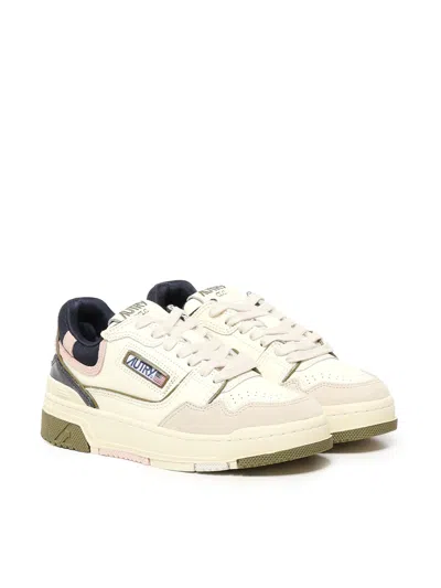 Autry Low Top Leather And Fabric Sneakers In Neutral