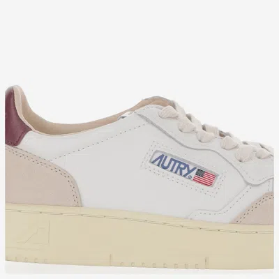 Autry Medalist Low Sneakers In White And Burgundy Suede And Leather In Multi