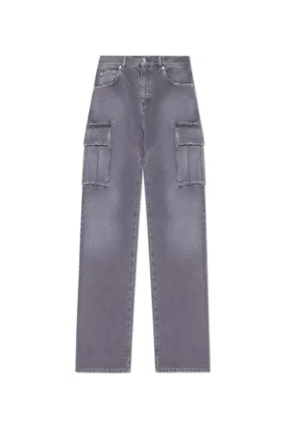 Balmain Cargo Straight Trousers Belt Loops In Purple