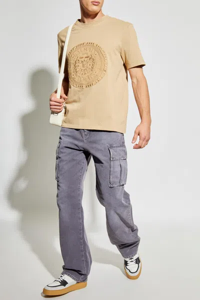 Balmain Cargo Straight Trousers Belt Loops In Purple