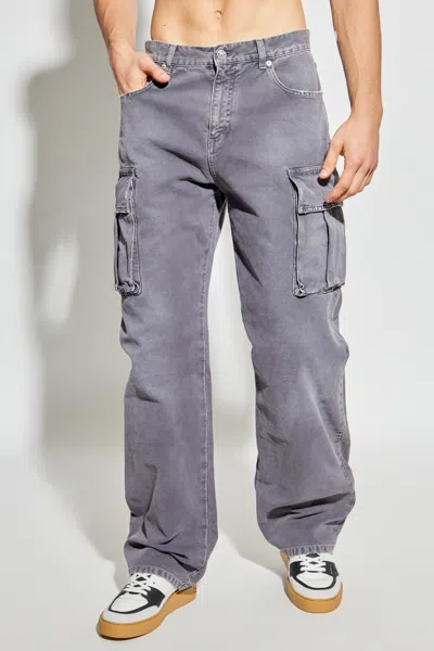 Balmain Cargo Straight Trousers Belt Loops In Purple