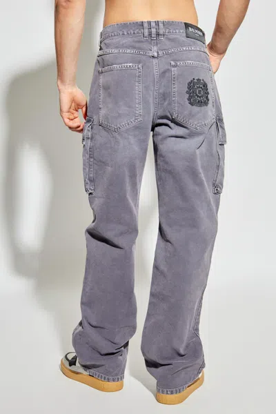 Balmain Cargo Straight Trousers Belt Loops In Purple