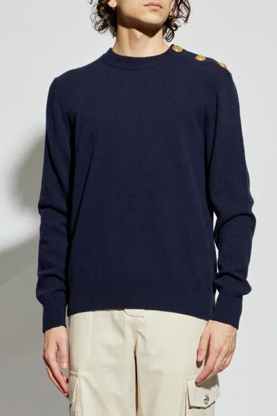 Balmain Classic Crew Neck Sweater In Blue