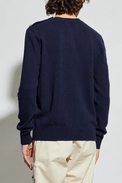 Balmain Classic Crew Neck Sweater In Blue