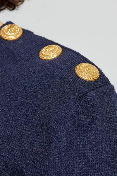 Balmain Classic Crew Neck Sweater In Blue