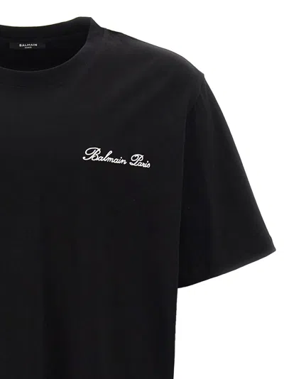 Balmain Black Cotton T-shirt In Black