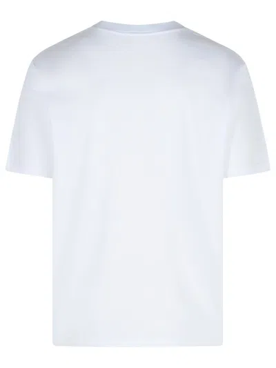 Balmain White Crewneck T-shirt With Contrasting Logo Lettering Print In Cotton In White