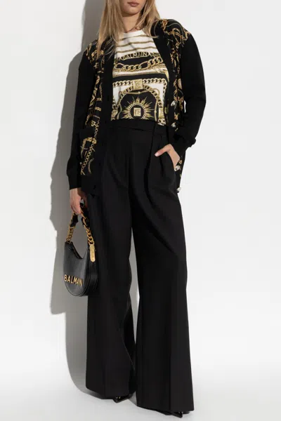 Balmain Mid-length Oversized Sweater In Black