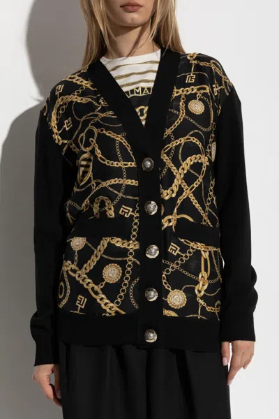 Balmain Mid-length Oversized Sweater In Black