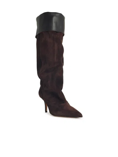 Paris Texas Ines Reverse Suede Mid-calf Boots In Brown