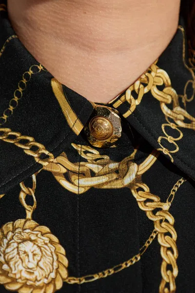 Balmain Shirt Chain Print Gold Buttons In Black