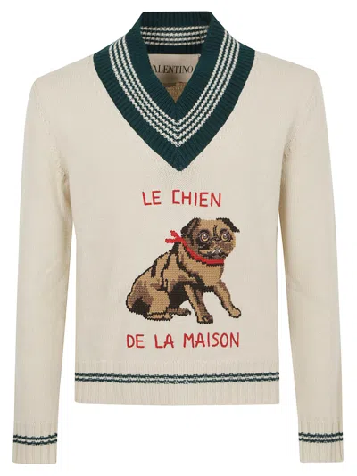 Valentino Garavanile Chien De La Maison Sweater In Neutral
