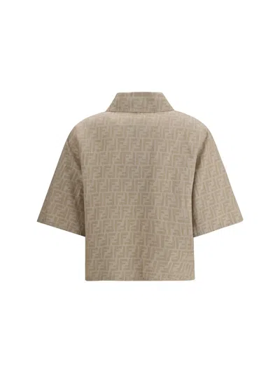 Fendi Ff Chambray Jacket In Brown