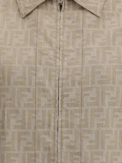 Fendi Ff Chambray Jacket In Brown