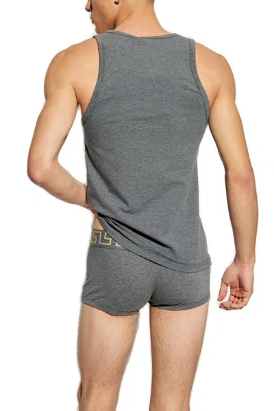 Versace Medusa Head-printed Stretched Tank Top In Gray