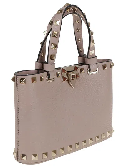 Valentino Rockstud Bag In Grained Leather In Neutral