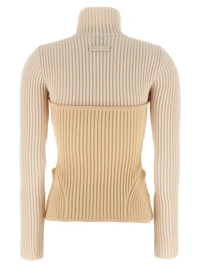 Jean Paul Gaultier Women Ribbed Corset Sweater In Gold