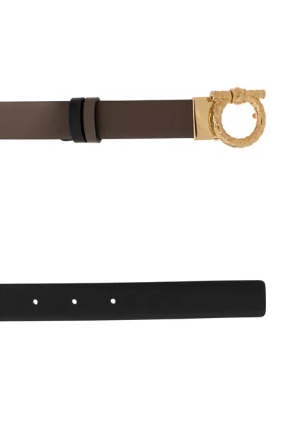 Ferragamo Adjustable And Reversible Gancini Belt In Brown