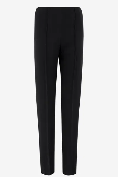 Giorgio Armani Tailored Stretch Viscose Pants With Pleated Detailing In Black