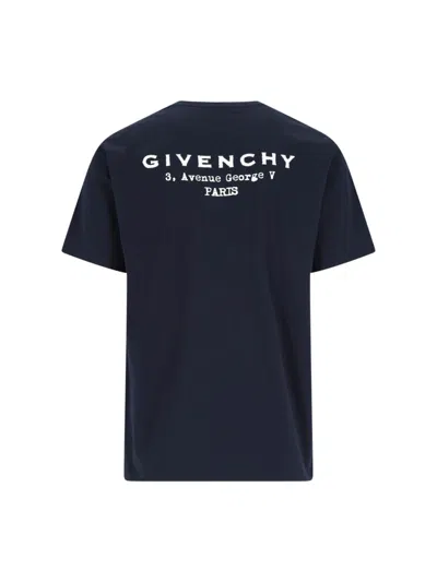 Givenchy Navy Cotton T-shirt With Bold White Logo Print In Blue