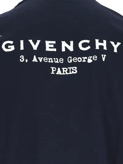 Givenchy Navy Cotton T-shirt With Bold White Logo Print In Blue