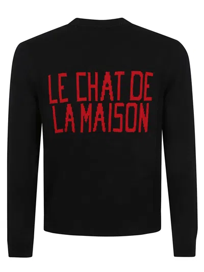 Valentino Wool Cotton Chat De La Maison Sweater In Black