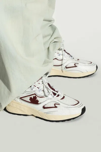 Dsquared2 Sprinter Maple-leaf Sneakers In White