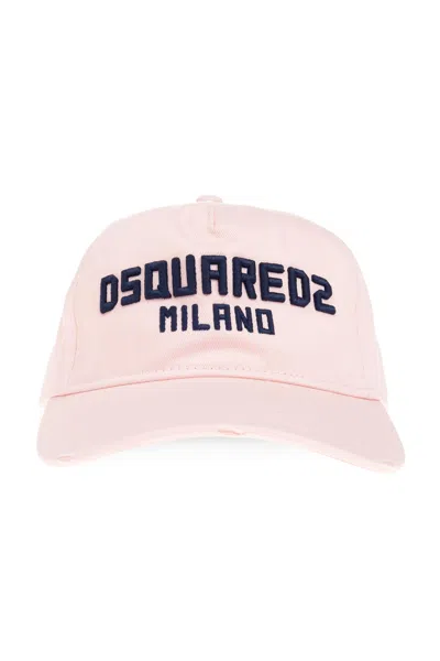 Dsquared2 Structured Baseball Cap With Curved Brim In Pink
