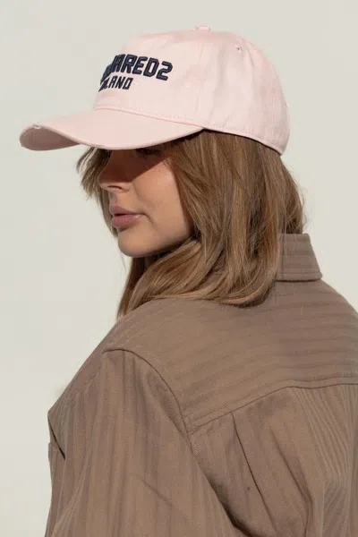 Dsquared2 Structured Baseball Cap With Curved Brim In Pink