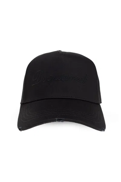 Dsquared2 Structured Baseball Cap Curved Brim In Black