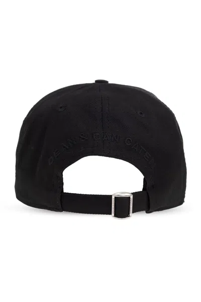 Dsquared2 Structured Baseball Cap Curved Brim In Black