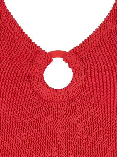 Hunza G Celine Red Swimsuit With Cut-out With Ring In Tech Fabric Stretch Woman In Red
