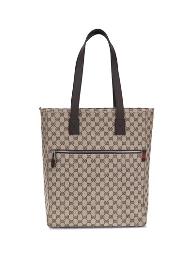 Gucci Large Gg Beige Fabric Shopping Bag Men In Neutral