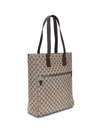 Gucci Large Gg Beige Fabric Shopping Bag Men In Neutral