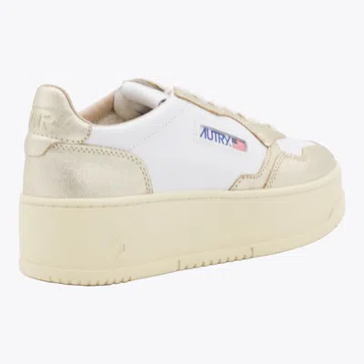 Autry Medalist Platform Sneakers With Padded Collar And Leather Insole In Gold