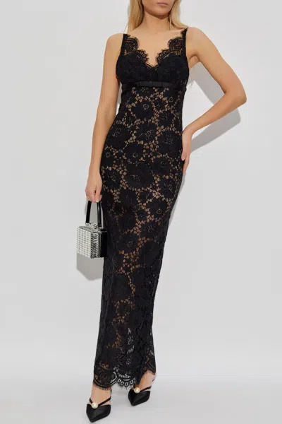 Self-portrait Floral Lace Maxi Dress In Black