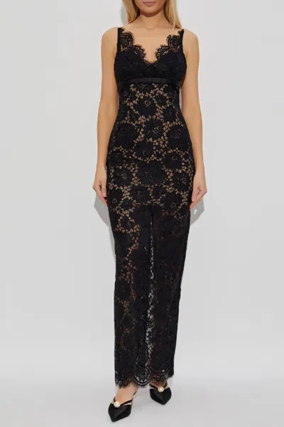 Self-portrait Floral Lace Maxi Dress In Black