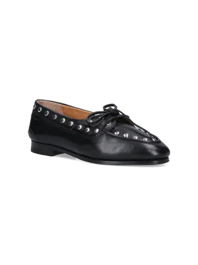 Bally Round Toe Studded Leather Loafers In Black