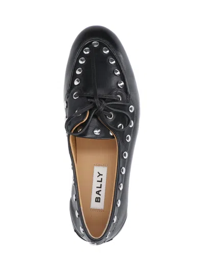 Bally Round Toe Studded Leather Loafers In Black