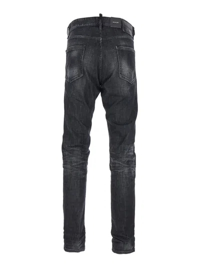 Dsquared2 Cool Gut Black Jeans With Belt Loops And Faded Effect In Denim Man In Multi