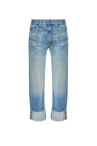 R13 Distressed-edge Straight-leg Jeans In Blue
