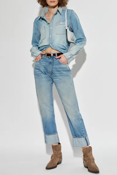 R13 Distressed-edge Straight-leg Jeans In Blue