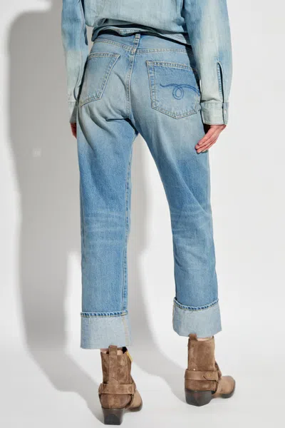 R13 Distressed-edge Straight-leg Jeans In Blue