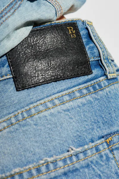 R13 Distressed-edge Straight-leg Jeans In Blue