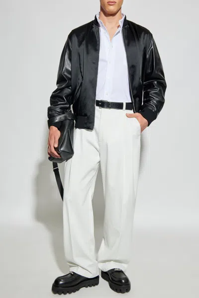 Givenchy Men Cotton And Nylon Jacket With Leather Sleeves In Black